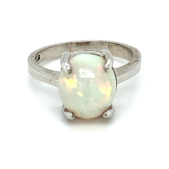 Precious Opal 3.75ct Platinum Solid Silver Ring - Picture 1 of 7